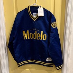 Modelo Navy and Gold Satin Pullover Jacket